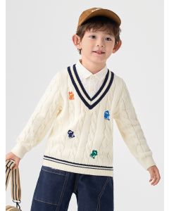 Toddler Boy Splicing collar sweater