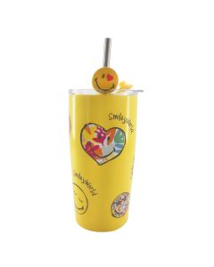 SmileyWorld Collection Stainless Steel Tumbler with Straw (530mL)