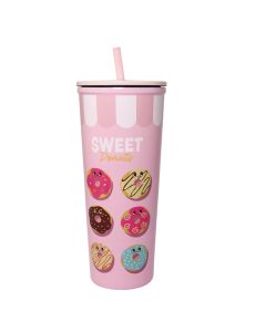 Happy Foods Collection Donut Stainless Steel Tumbler with Straw (800mL)