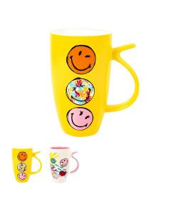 SmileyWorld Collection Ceramic Cup (560mL)-Yellow/White