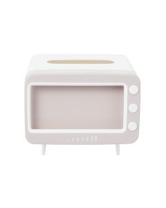 TV Shaped Tissue Box with Phone Holder(White & Gray)