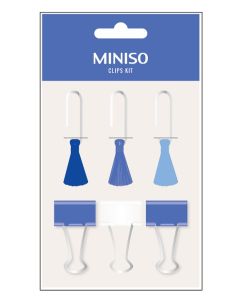 Navy Blue Series Tassel Paper Clips & Binder Clips Set-Blue-One Size