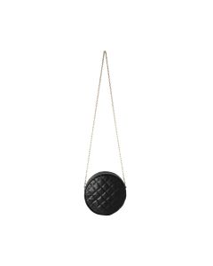 Classic Diamond Lattice Pattern Quilted Round Crossbody Bag(Black)