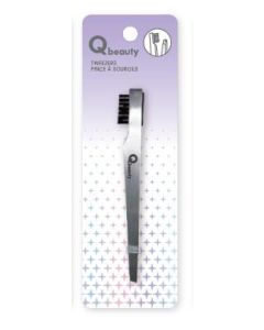 Qbeauty 2-in-1 Slanted Eyebrow Tweezer with Brush