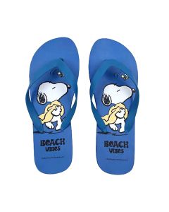 Snoopy Summer Travel Collection Men's Flip-Flops(Blue,43-44)