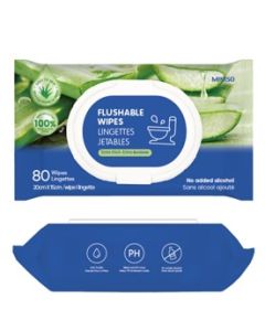 Aloe Flushable Wipes (80 Wipes)-White-One Size