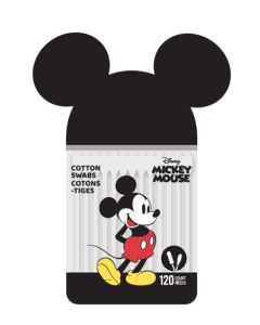 Disney Mickey Collection Cotton Swabs with Sliding Cover (120 Count)-White-One Size