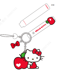 Hello Kitty Apple Collection Phone Charm Strap(White)-White-One Size