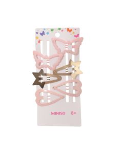 Rose Gold Butterfly Star Hair Clips (6 pcs)-Pink-One Size