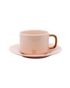 Rose Gold Series Ceramic Cup with Saucer 200mL-Pink