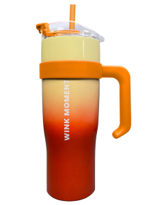 Gradient Steel Tumbler with Straw (1600mL)(Yellow & Orange)-Yellow/Orange