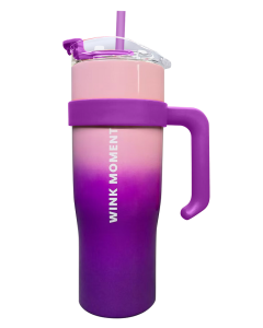 Gradient Steel Tumbler with Straw (1600mL)-Pink/Purple