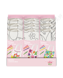 Tulip Garden Collection Coloring Canvas Bag (3 Assorted Models) (PDQ)-Pink-One Size