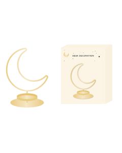 Golden Moon Series Iron Candle Holder (Gold) (Moon)-Gold-One Size