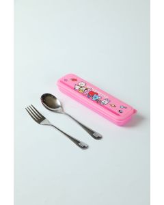 Bt21 Collection Flatware Set (Fork & Spoon)-Pink-One Size