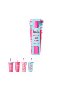 Barbie Shining Collection Plastic Tumbler with Straw (4 pcs, 520mL)-Multi-One Size