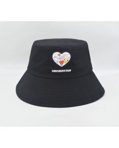 Bt21 Collection Black Heart Bucket Hat-Black-One Size