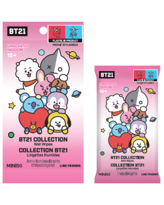 Bt21 Collection Wet Wipes (10 Individual Packs)-Pink-One Size