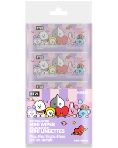 Bt21 Collection Mini Wipes (8 Wipes 8 Packs)-Purple-One Size