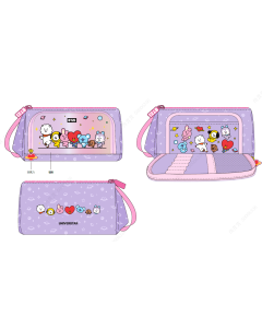 Bt21 Collection Big Pu Holographic Stationery Case-Purple-One Size