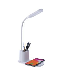 Wireless Charging LED Lamp with Pen Holder Model: SC1031-01-White-One Size