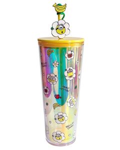 Daisy Minions Collection Double Wall Plastic Bottle with Straw (800mL)