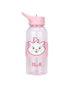 Disney Classics Marie Collection Plastic Bottle with Straw and Sleeve (1000mL)-Pink