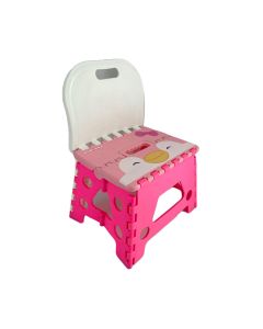 Penpen Folding Stool with Back Support-Pink-One Size