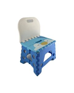 PENPEN Folding Step Stool with Back Support-Blue-One Size