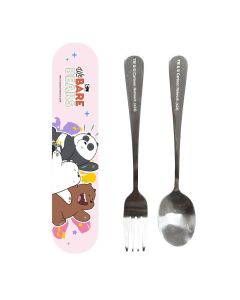 We Bare Bears Seaside Music Festival Flatware Set (Fork & Spoon)-Silver