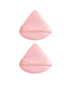 Peach Pink Series UltraSoft Triangle Makeup Puffs with Container (2 pcs)-Pink-One Size