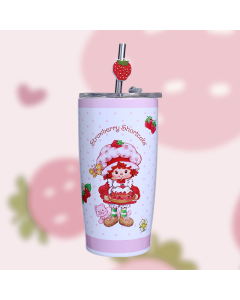 Strawberry Shortcake Collection Steel Bottle with Straw (530mL)-Pink-One Size