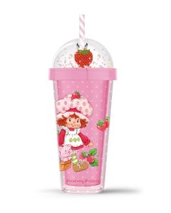 Strawberry Shortcake Collection Plastic Bottle with Straw (420mL)-Pink-One Size