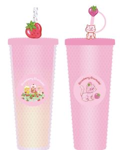 Strawberry Shortcake Collection Studded Tumbler with Straw (700mL)-Pink-One Size