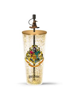 Harry Potter Double Wall Plastic Tumbler with Straw (800mL)-Gold