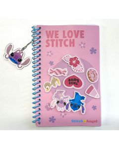 Disney Stitch Collection B6 Angel Rotating Wheel Wire-bound Book(60 Sheets)(PDQ)-Pink-One Size