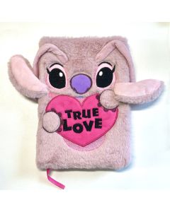 Disney Stitch Collection Angel A5 Plush Hardcover Book with 3D Ears (80 Sheets)-Pink-One Size