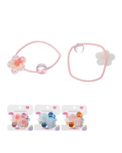 Little Bear Flower Hair Ties (2 pcs)-Pink-One Size