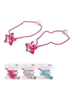 Shiny Star Hair Ties (2 pcs)-Multi-One Size