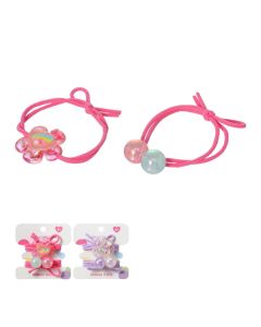 Flower Hair Ties (2 pcs)-Multi-One Size