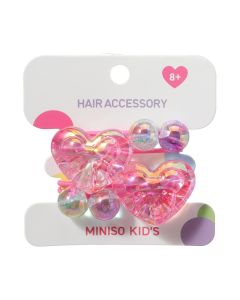 Heart Hair Ties (2 pcs)-Pink-One Size