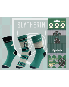 Harry Potter Crew Socks 3 Pairs(Slytherin)-Green-One Size