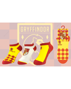 Harry Potter Ankle Socks 3 Pairs(Gryffindor)-Yellow-One Size