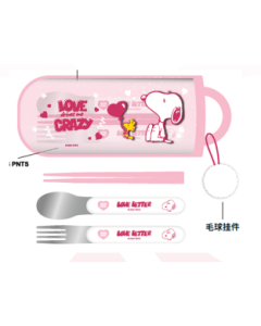 Snoopy  Collection Fork & Spoon-Pink-One Size