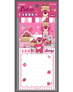 Disney Pixar Fruit Market Collection 4-Layer Note Pad & Acrylic Clip Set (Lotso)-Pink-One Size