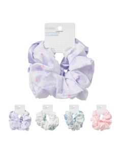 Fashion Series Floral Hair Scrunchies (2 pcs)-Purple-One Size