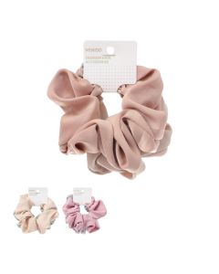 Fashion Series Satiny Hair Scrunchies (2 pcs)-Beige-One Size