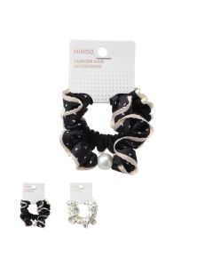 Fashion Series Dots Hair Scrunchies (2 pcs)-Black-One Size