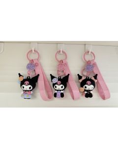 Kuromi Rose Earl Keychain-Pink-One Size