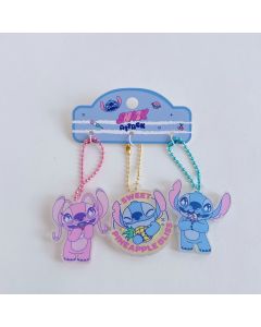 Disney Stitch Dinner Party Collection Acrylic Keychain Set-Blue/Pink-One Size